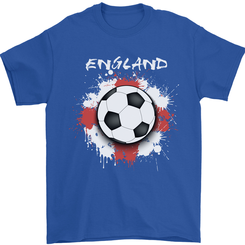 England Flag Football St George Cross Mens T-Shirt 100% Cotton Royal Blue
