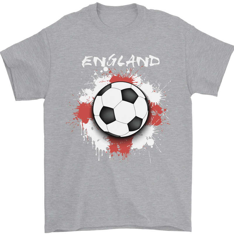 England Flag Football St George Cross Mens T-Shirt 100% Cotton Sports Grey