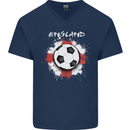 England Flag Football St George Cross Mens V-Neck Cotton T-Shirt Navy Blue
