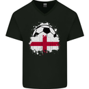 England Football Flag Mens V-Neck Cotton T-Shirt Black