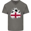 England Football Flag Mens V-Neck Cotton T-Shirt Charcoal