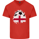 England Football Flag Mens V-Neck Cotton T-Shirt Red