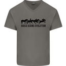 Equestrian Horse Riding Evolution Mens V-Neck Cotton T-Shirt Charcoal