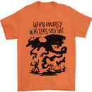 Fantasy Writer Author Novelist Dragons Mens T-Shirt 100% Cotton Orange