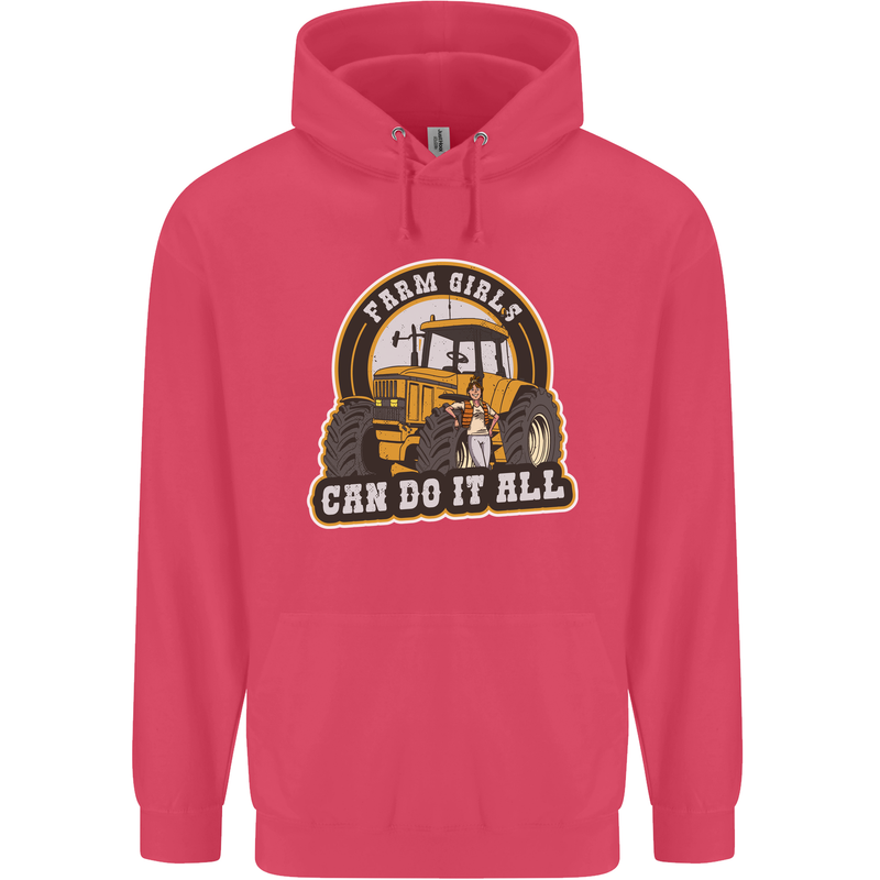 Farm Girls Can Do It All Funny Farming Childrens Kids Hoodie Heliconia