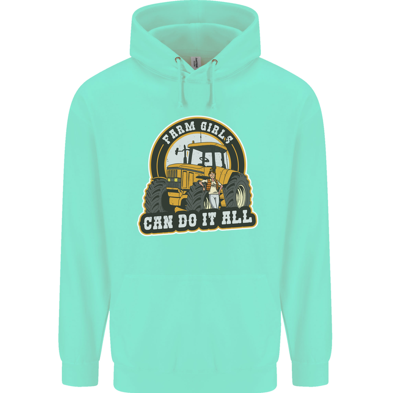Farm Girls Can Do It All Funny Farming Childrens Kids Hoodie Peppermint