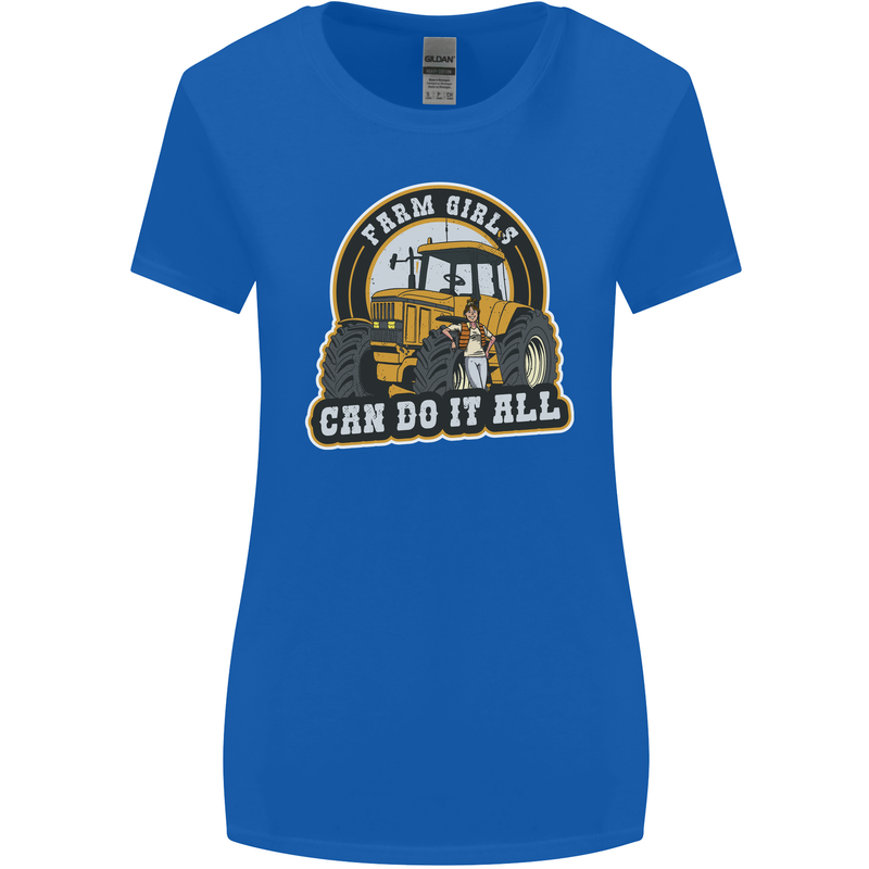Farm Girls Can Do It All Funny Farming Womens Wider Cut T-Shirt Royal Blue