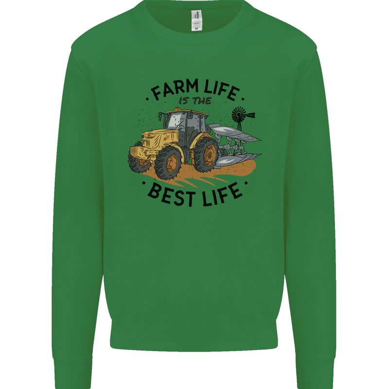 Farm Life is the Best Life Farming Farmer Kids Sweatshirt Jumper Irish Green