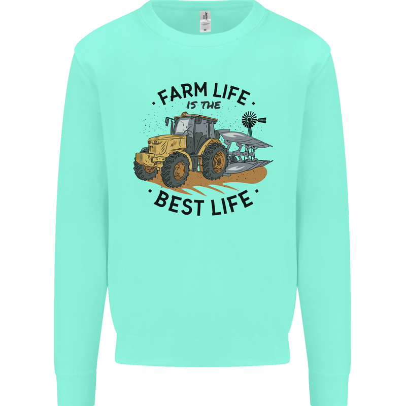 Farm Life is the Best Life Farming Farmer Kids Sweatshirt Jumper Peppermint
