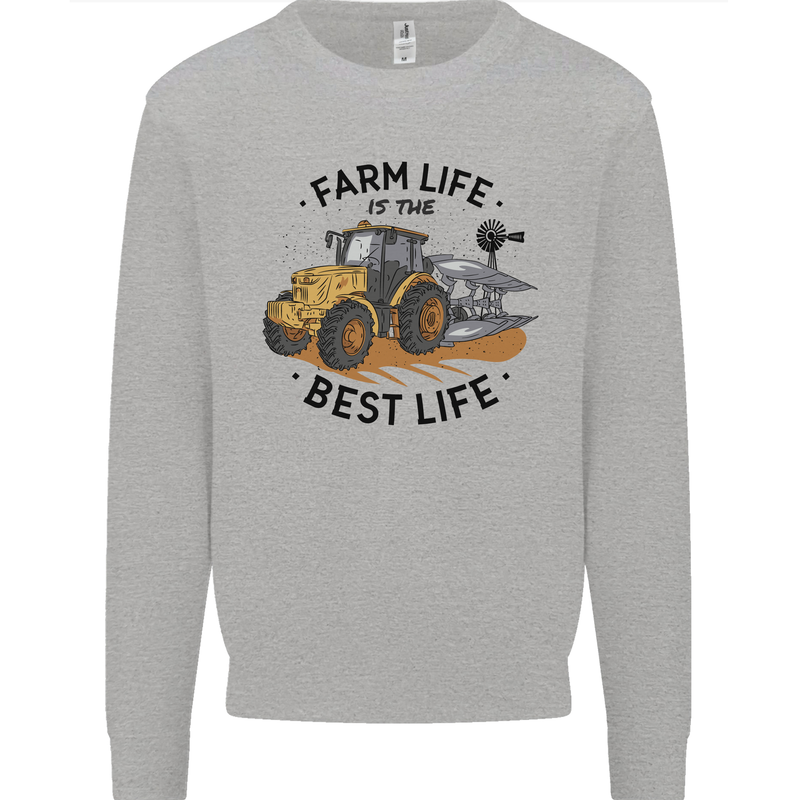Farm Life is the Best Life Farming Farmer Kids Sweatshirt Jumper Sports Grey