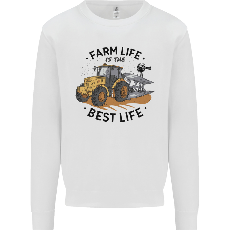 Farm Life is the Best Life Farming Farmer Kids Sweatshirt Jumper White