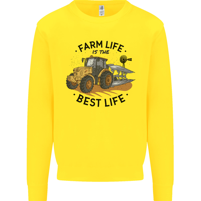 Farm Life is the Best Life Farming Farmer Kids Sweatshirt Jumper Yellow