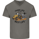 Farm Life is the Best Life Farming Farmer Mens V-Neck Cotton T-Shirt Charcoal