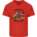 Farm Life is the Best Life Farming Farmer Mens V-Neck Cotton T-Shirt Red