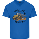 Farm Life is the Best Life Farming Farmer Mens V-Neck Cotton T-Shirt Royal Blue