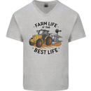 Farm Life is the Best Life Farming Farmer Mens V-Neck Cotton T-Shirt Sports Grey