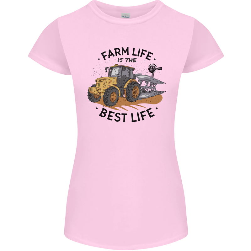 Farm Life is the Best Life Farming Farmer Womens Petite Cut T-Shirt Light Pink