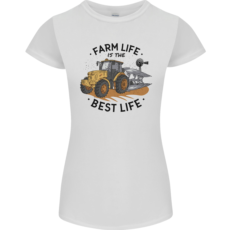 Farm Life is the Best Life Farming Farmer Womens Petite Cut T-Shirt White