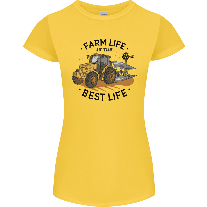 Farm Life is the Best Life Farming Farmer Womens Petite Cut T-Shirt Yellow