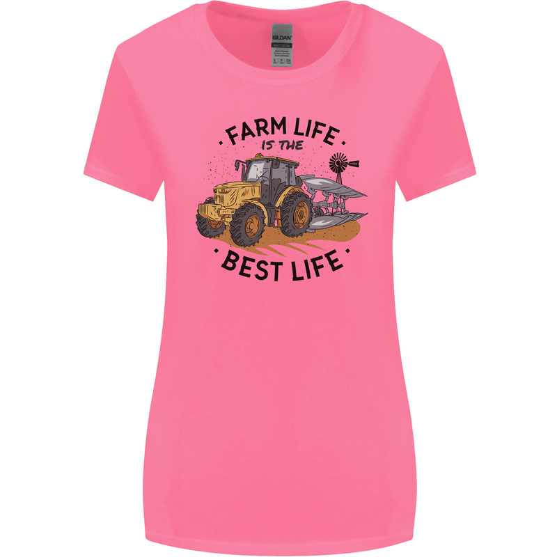 Farm Life is the Best Life Farming Farmer Womens Wider Cut T-Shirt Azalea