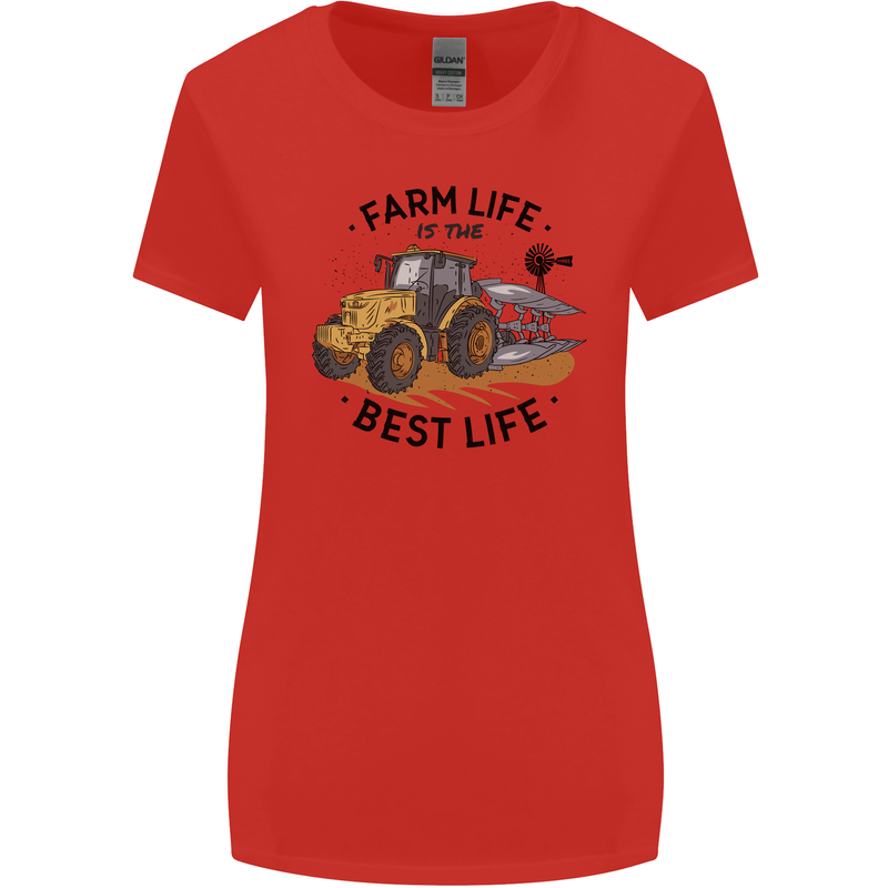 Farm Life is the Best Life Farming Farmer Womens Wider Cut T-Shirt Red