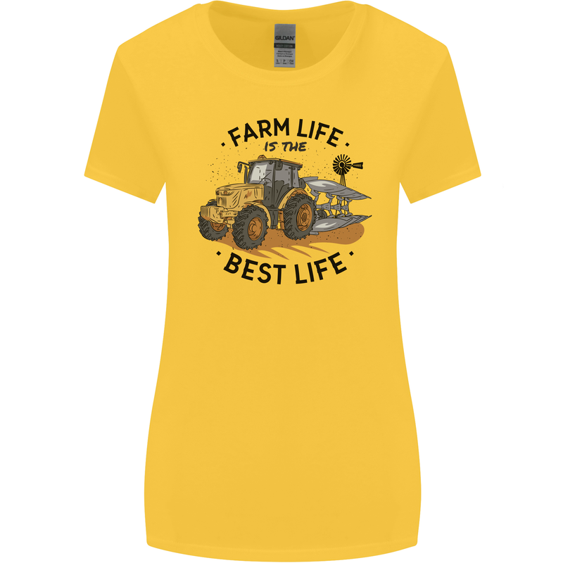 Farm Life is the Best Life Farming Farmer Womens Wider Cut T-Shirt Yellow