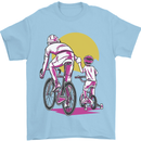 Father & Son Cycling Fathers Day Bicycle Bike Mens T-Shirt 100% Cotton Light Blue