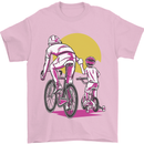 Father & Son Cycling Fathers Day Bicycle Bike Mens T-Shirt 100% Cotton Light Pink