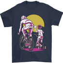 Father & Son Cycling Fathers Day Bicycle Bike Mens T-Shirt 100% Cotton Navy Blue