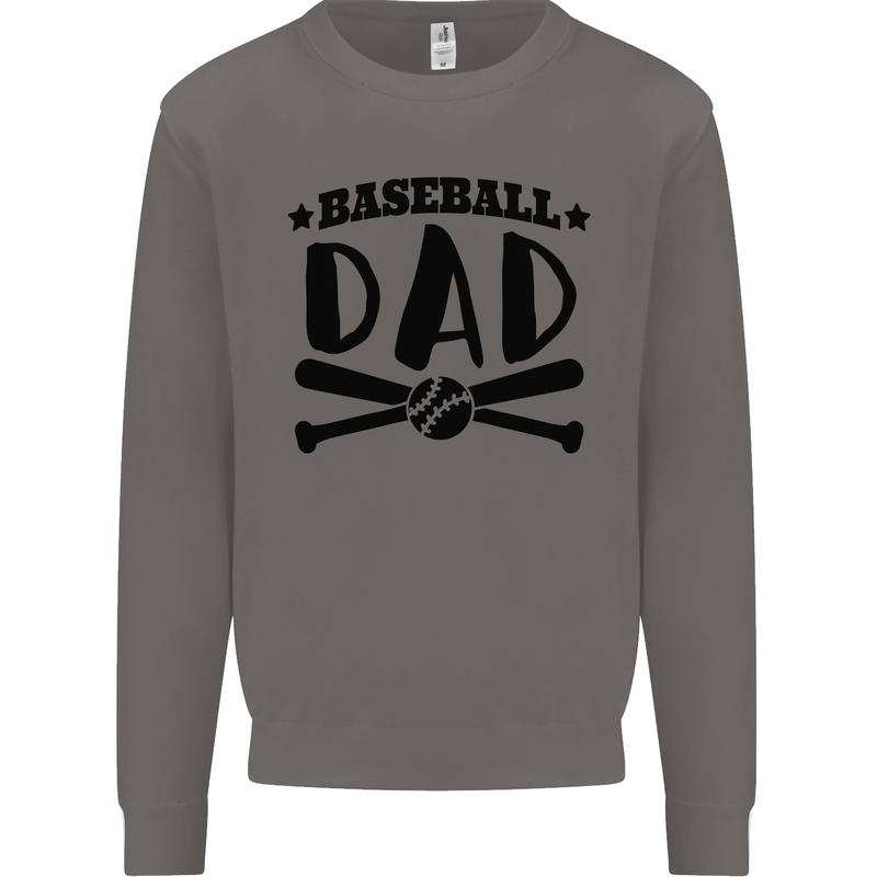 Fathers Day Baseball Dad Funny Mens Sweatshirt Jumper Charcoal