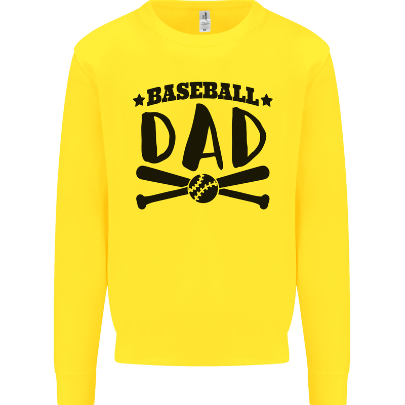 Fathers Day Baseball Dad Funny Mens Sweatshirt Jumper Yellow