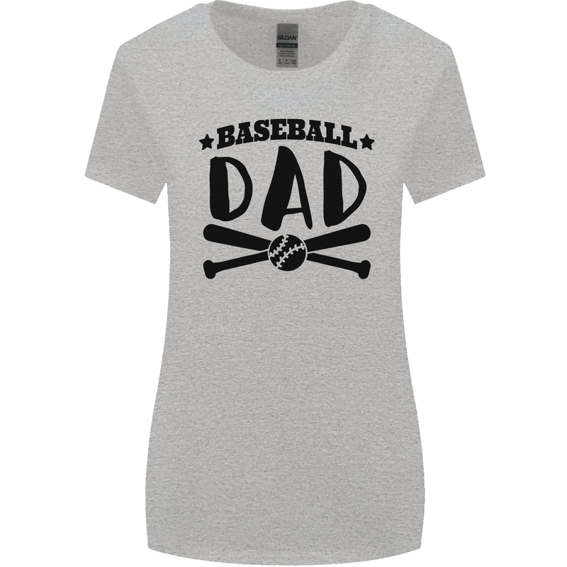 Fathers Day Baseball Dad Funny Womens Wider Cut T-Shirt Sports Grey