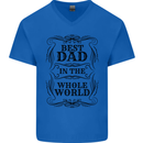 Fathers Day Best Dad in the Word Mens V-Neck Cotton T-Shirt Royal Blue