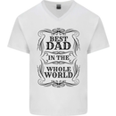 Fathers Day Best Dad in the Word Mens V-Neck Cotton T-Shirt White