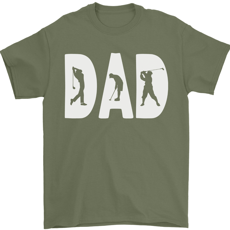 Fathers Day Golf Dad Golfer Golfing Mens T-Shirt 100% Cotton Military Green