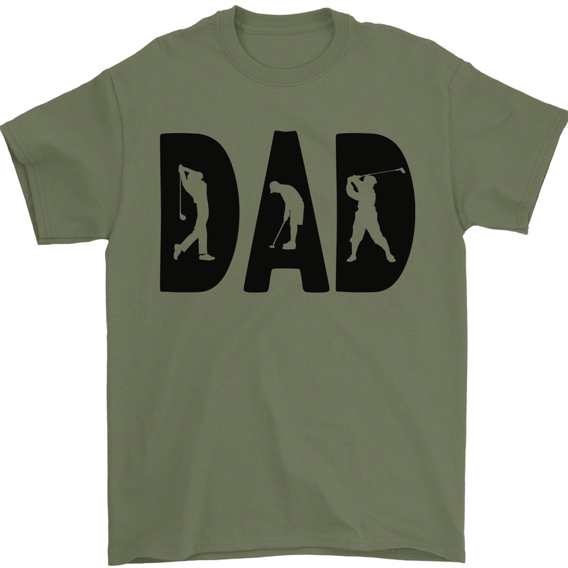 Fathers Day Golf Dad Golfing Golfer Mens T-Shirt 100% Cotton Military Green