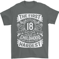 First 18 Years of Childhood Funny 18th Birthday Mens T-Shirt 100% Cotton Charcoal