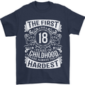 First 18 Years of Childhood Funny 18th Birthday Mens T-Shirt 100% Cotton Navy Blue