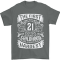First 21 Years of Childhood Funny 21st Birthday Mens T-Shirt 100% Cotton Charcoal