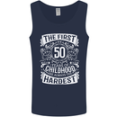 First 50 Years of Childhood Funny 50th Birthday Mens Vest Tank Top Navy Blue