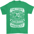 First 70 Years of Childhood Funny 70th Birthday Mens T-Shirt 100% Cotton Irish Green