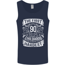 First 90 Years of Childhood Funny 90th Birthday Mens Vest Tank Top Navy Blue