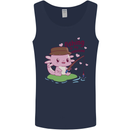 Fishing Axolotl Anti Valentines Day Fisherman Mens Vest Tank Top Navy Blue