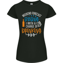 Fishing Forecast Funny Beer Fisherman 2 Womens Petite Cut T-Shirt Black