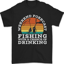 Fishing Forecast Funny Fisherman Beer Alcohol Mens T-Shirt 100% Cotton Black
