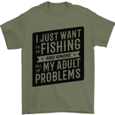 Fishing Ignore All of My Adult Problems Funny Mens T-Shirt 100% Cotton Military Green
