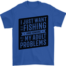 Fishing Ignore All of My Adult Problems Funny Mens T-Shirt 100% Cotton Royal Blue