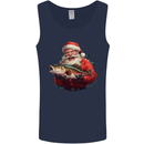 Fishing Santa Claus Fisherman Christmas Mens Vest Tank Top Navy Blue