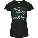 Fishing is My Cardio Funny Fisherman 2 Womens Petite Cut T-Shirt Black