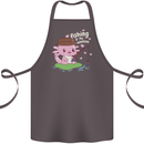 Fishing is My Valentine Funny Axolotl Cotton Apron 100% Organic Dark Grey